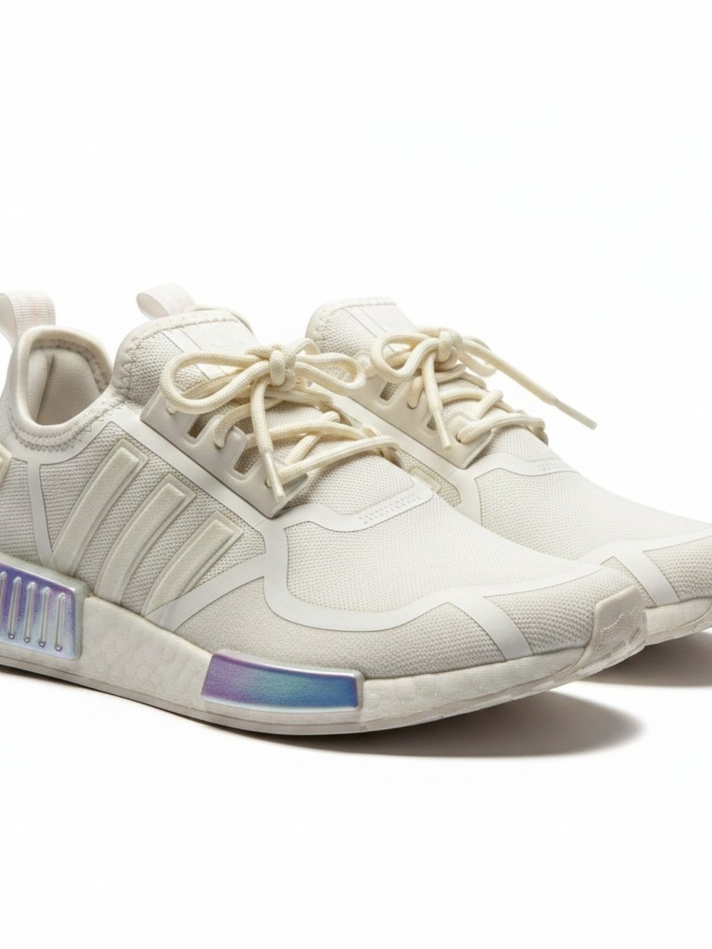 Adidas NMD R1 Off White Sneakers with Iridescent Accent - Kids